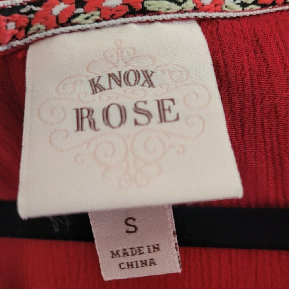 Knox Rose Red Tie-Neck Boho Style Embroidered Maxi Dress Size Small - Picture 10 of 10